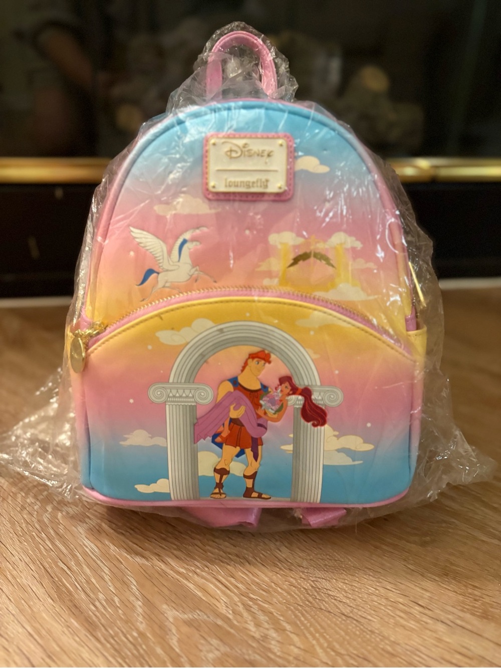 Loungefly Pastel Gradient Hercules Mini Backpack - Pink, Yellow, Blue